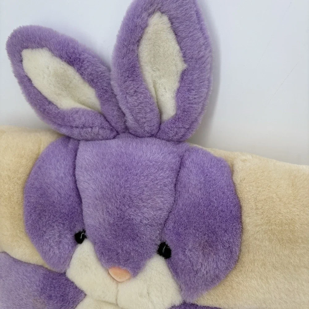 VTG ANGEL TOY CORP PURPLE  BUNNY RABBIT SQUARE PILLOW‎ STUFFED ANIMAL PLUSH 12